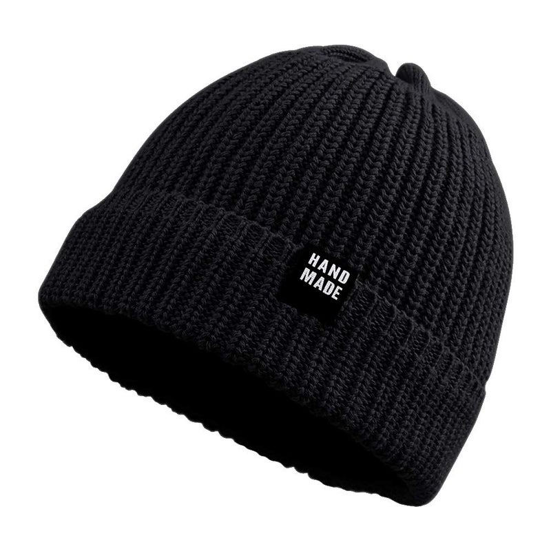 JANGANNSA Simple Knitted Baby Beanie Hip-Hop Boys Winter Hat Toddler Kids Bonnet for Girls 0-5Y (Black, M) - Image 1
